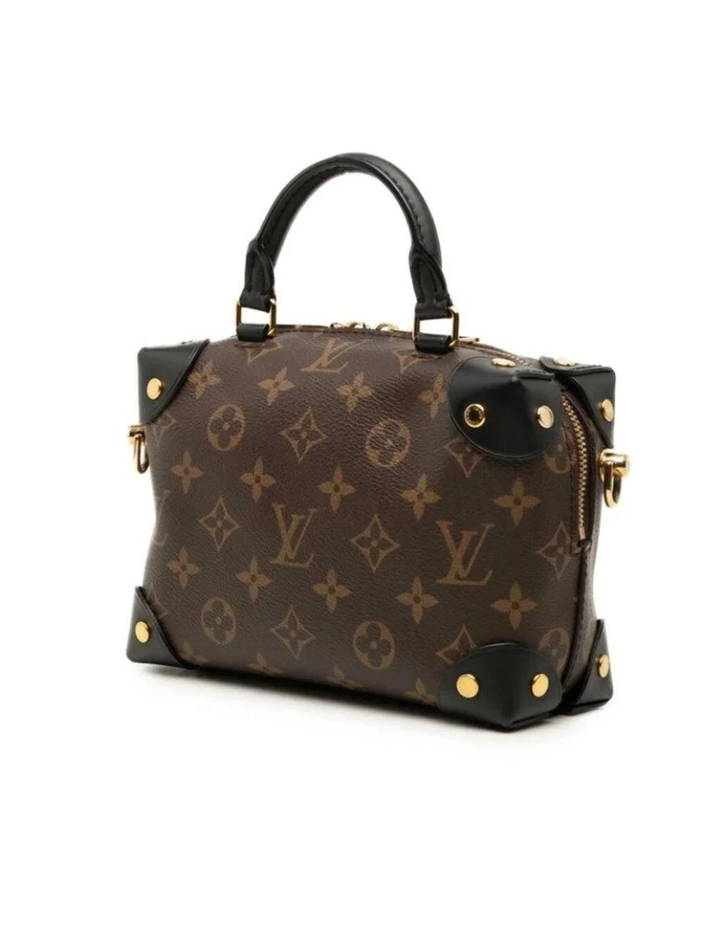 Louis Vuitton Monogram Petite Malle Souple 2-Way Shoulder Bag Brown Leather